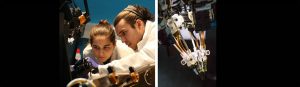 two researchers in a lab with probe manipulators